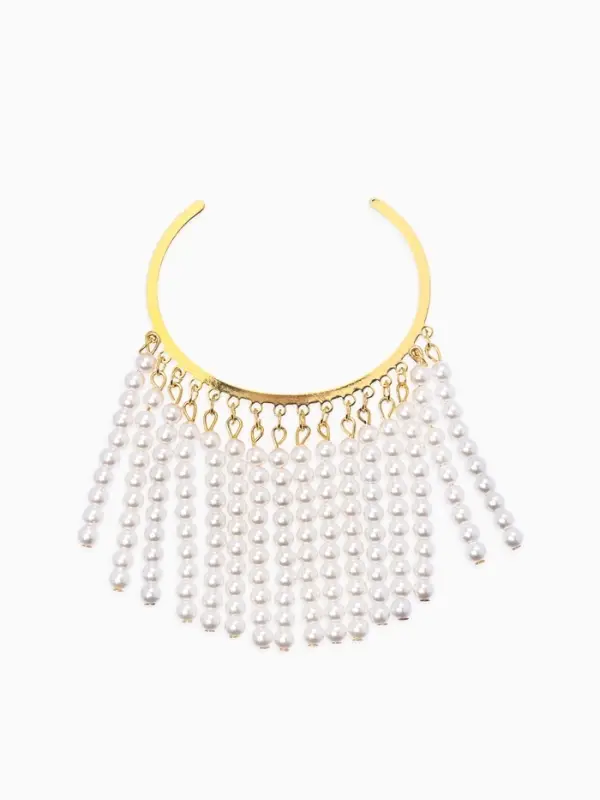 Браслет обод с подвесками &laquo;Жемчуг. Кольцо&raquo;, d=6.5 см, белый в золоте