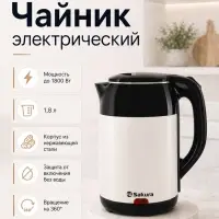 Чайник электрический Sakura SA-2168BW, 1.8 л, 1800 Вт, металлический, чёрно-белый