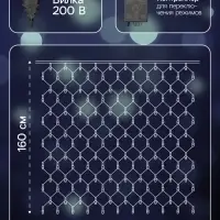 Гирлянда &laquo;Сеть&raquo; 1.6&times;1.6 м, IP20, тёмная нить, 144 LED, 8 режимов, 220 В, свечение белое