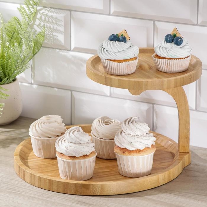 Менажница Доляна «Бамбук», 2 яруса, 29×19,5 см, бамбук Менажница Доляна «Бамбук», 2 яруса, 29×19,5 см, бамбук