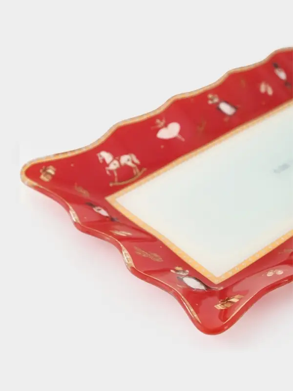 Блюдо сервировочное новогоднее Доляна «Сказочные истории», 25×16 см, стекло, белое, красное