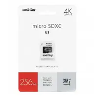 Micro SD 256GB Smart Buy class 10 PRO U3 R/W:90/70 Mb/s с адаптером