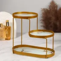 Органайзер для хранения, 3 секции, 30&times;17&times;26.5 см, цвет золотистый, белый