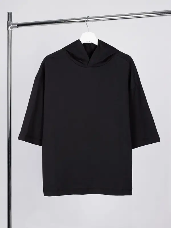 Футболка оверсайз унисекс с капюшоном Neofit, черная, размер XS/S Футболка оверсайз унисекс с капюшоном Neofit, черная, размер XS/S