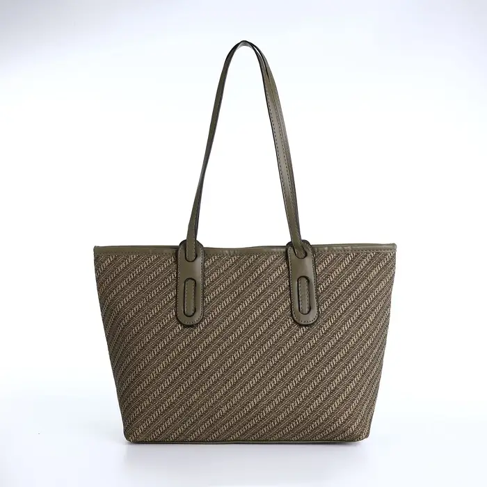 Сумка женская тоут на молнии, 30&times;11&times;25 см, зелёная