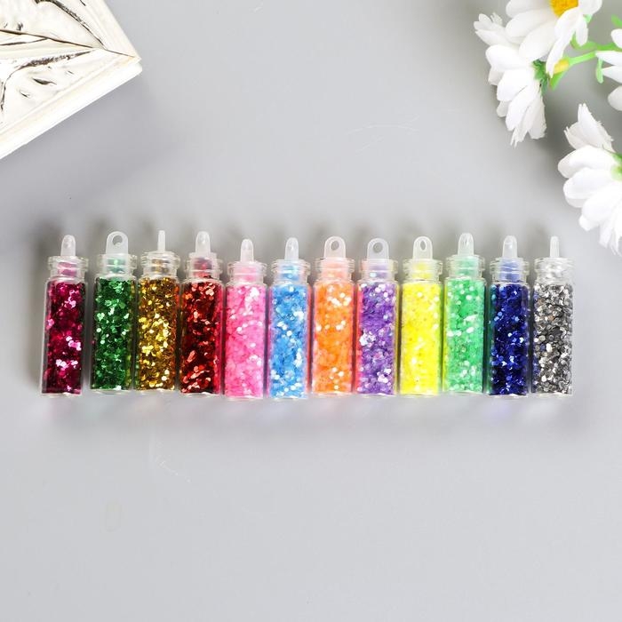 Набор глиттера для творчества в бутылочке Набор глиттера для творчества в бутылочке "Блеск"(набор 12 шт), вес 1 шт - 2,79 гр