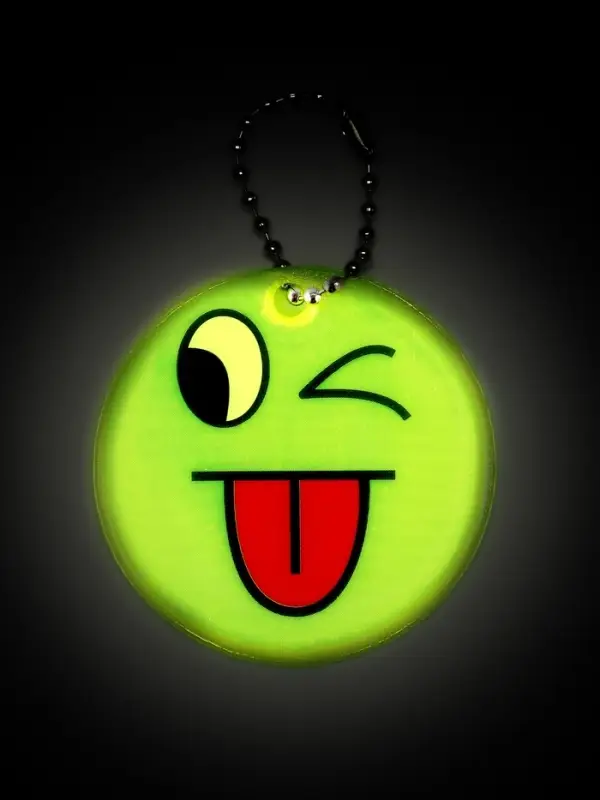 Светоотражающий элемент &laquo;Смайлик-язык&raquo;, двусторонний, d=5 см, жёлтый