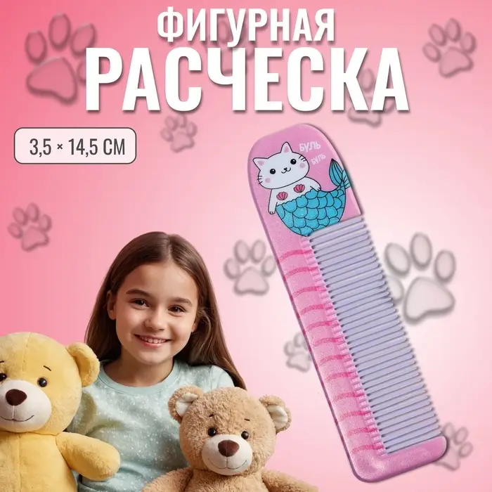 Расчёска фигурная «Кошка-русалка», 14.7×3.7(±1) см Расчёска фигурная «Кошка-русалка», 14.7×3.7(±1) см
