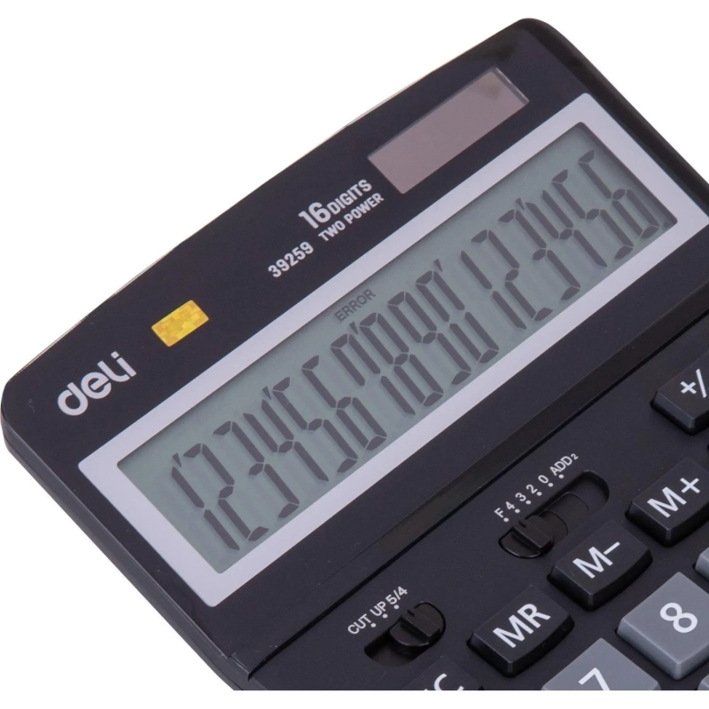 Калькулятор настольный ПОЛНОРАЗМ. Deli E39259,16-р, дв.пит,193x149мм,черн