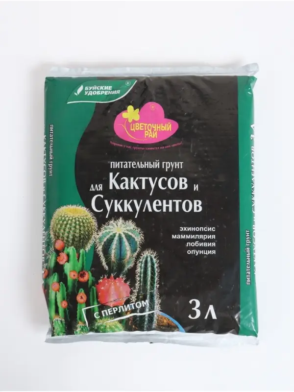 Грунт для Кактусов и Суккулентов &laquo;Цветочный рай&raquo;, 3 л