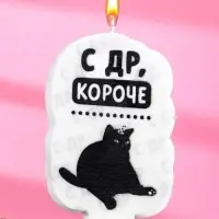 Свеча для торта «С др, короче», 6.5 см, белая