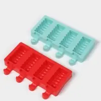 Форма для мороженого Доляна &laquo;Моника&raquo;, силикон, 19.5&times;11 см, 4 ячейки (6.7&times;3.2 см), МИКС