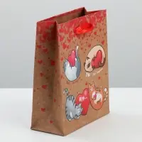 Пакет подарочный крафтовый, упаковка, &laquo;Ты &ndash; мое счастье!&raquo;, MS 18&times;23&times;10 см