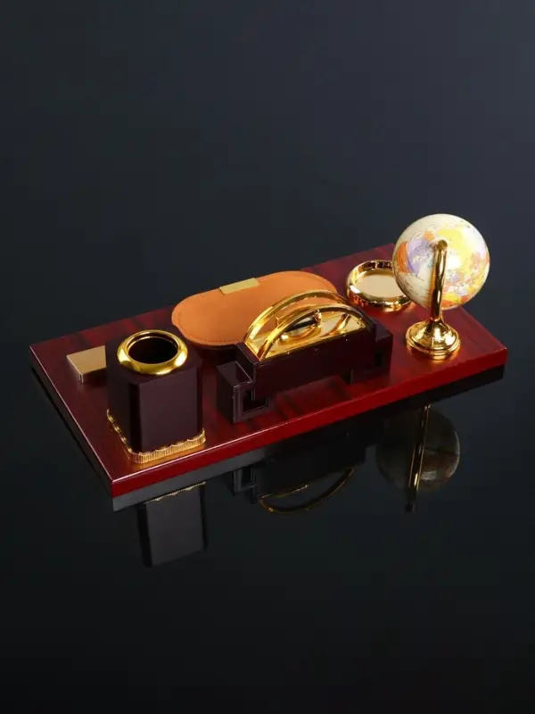 Набор настольный, органайзер 6 в 1 (блок для бумаг, подставка для печати, карандашница, часы, визитница, глобус), МИКС