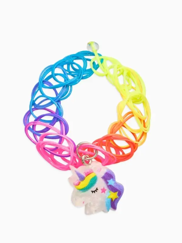 Браслет детский набор 3 шт. "Выбражулька" радуга, подвеска с бусиной, разноцветный