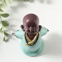 Сувенир полистоун "Маленький Будда в бирюзовом одеянии - счастье" 7х8,5х12,5 см