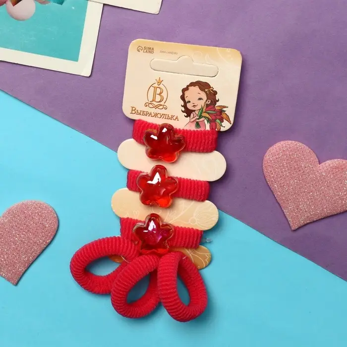 Резинка для волос  Резинка для волос "Сладость" (набор 6 шт) морская звезда, тёмно-розовый