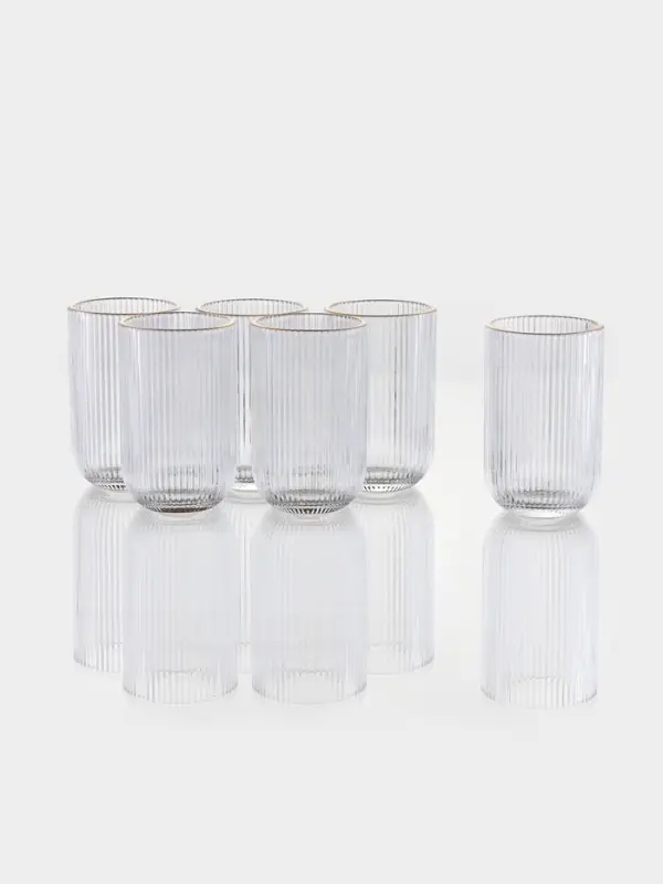 Набор стаканов 6 шт, 400 мл, золотой обод Набор стаканов 6 шт, 400 мл, золотой обод