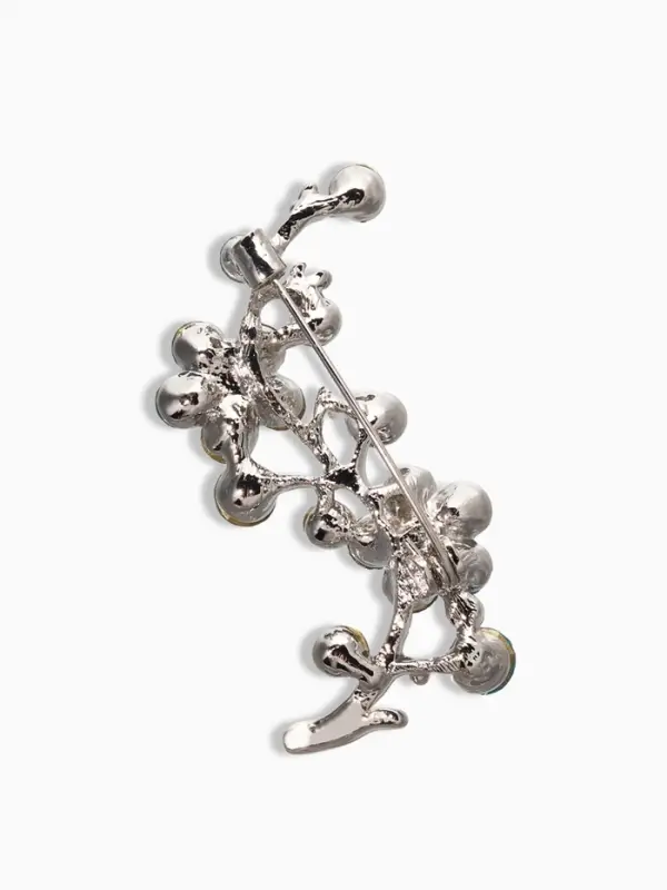 Брошь &laquo;Цветы. Ветвь яблони&raquo;, голубая в серебре