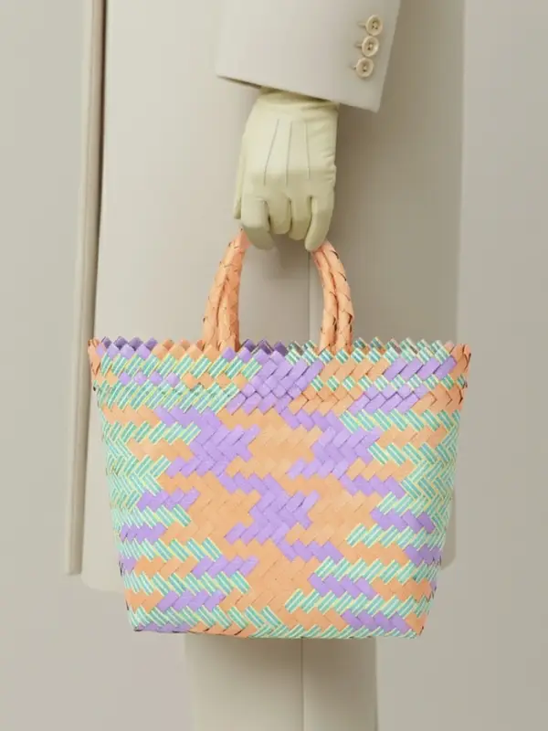 Сумка плетёная, 30&times;10&times;30 см, пластик, разноцветная