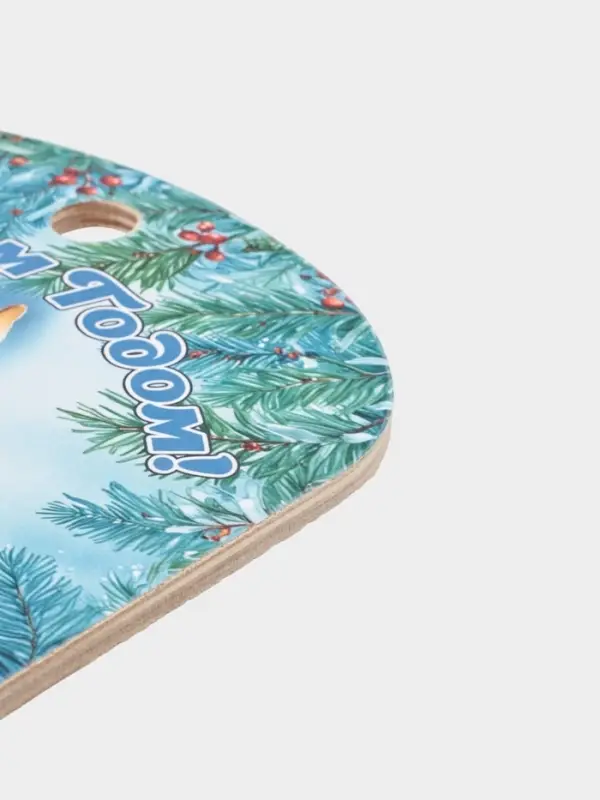 Доска разделочная сувенирная Дарим Красиво «С Новым годом! Семейного тепла», дерево, 28×18×0.6 см, разноцветная