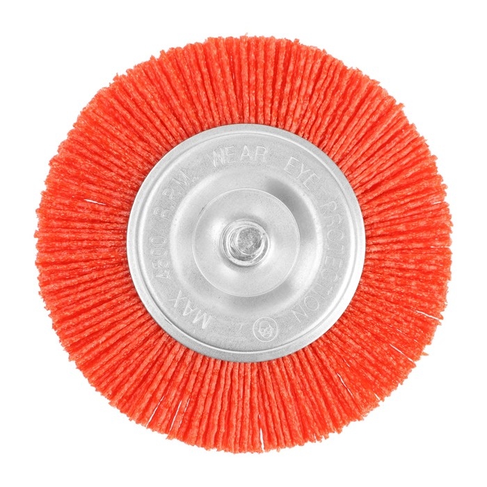 Щетка нейлоновая для дрели ТУНДРА, со шпилькой, плоская, 100 мм Щетка нейлоновая для дрели ТУНДРА, со шпилькой, плоская, 100 мм