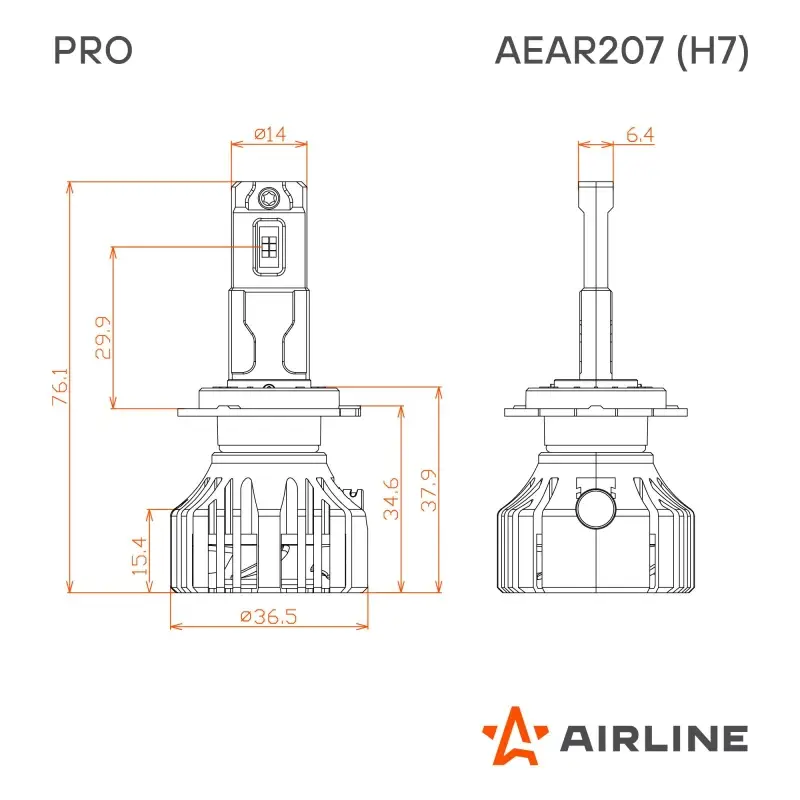 Лампа светодиод. H7 PRO, 50Вт, 9200Лм (4600Лм x 2), 6000К, 12/24В, кмпл. 2 шт.