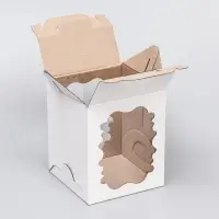 Коробка под торт, белая, с окном, 18&times;18&times;22 см