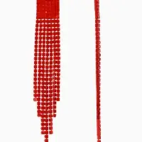 Серьги висячие со стразами &laquo;Маскарад&raquo; ступенька, цвет красный, 9.7 см