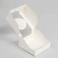 Коробка под бенто - торт с окном, белая, 14&times;14&times;8 см