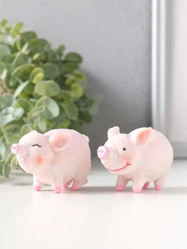 Сувенир полистоун "Поросята - поцелуй" набор 2 шт 4х7,3х4,5 см