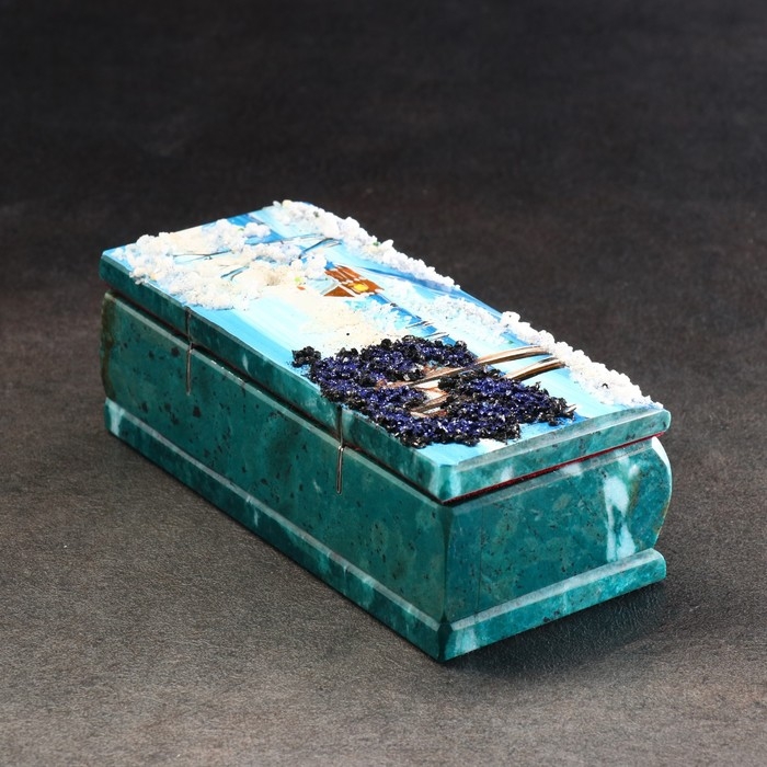 Ларец Ларец "Зима" 15х7х5,5 см, каменная крошка, змеевик