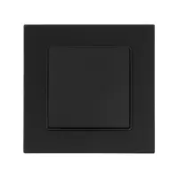 Выключатель проходной TOT Glossy Glass, 10 А, 1 клавиша, скрытый монтаж, стеклянная рамка, чёрный