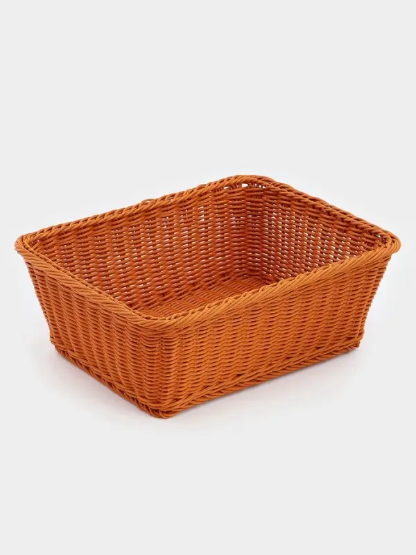 Корзина для продуктов Доляна, 40&times;30&times;15 см, пластик, плетёная, коричневая