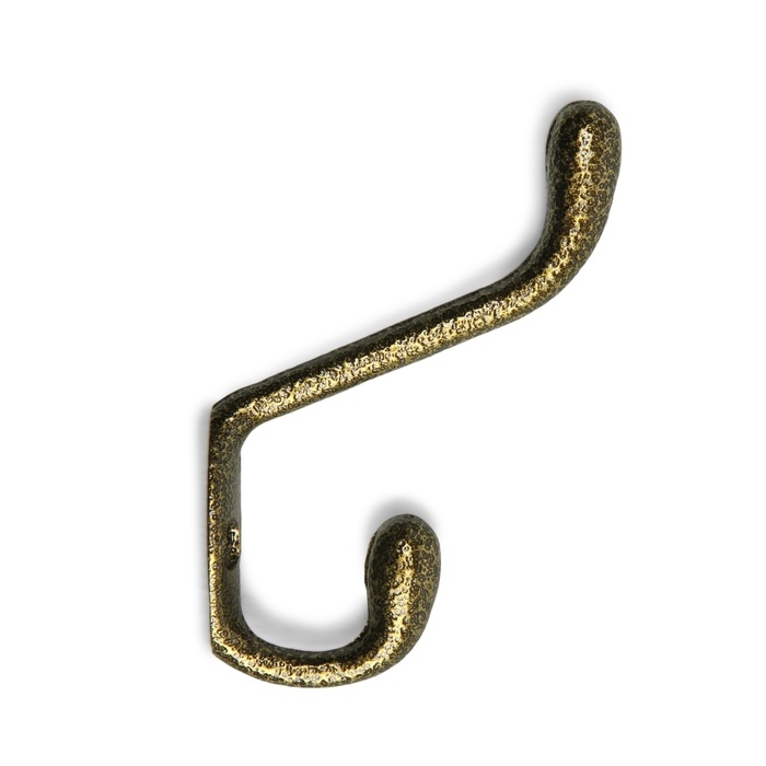 Крючок мебельный ТУНДРА TKD034, двухрожковый, золото/черный