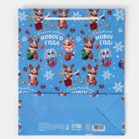 Пакет подарочный новогодний ламинированный «Счастье рядом», ML 21 х 25 х 8 см