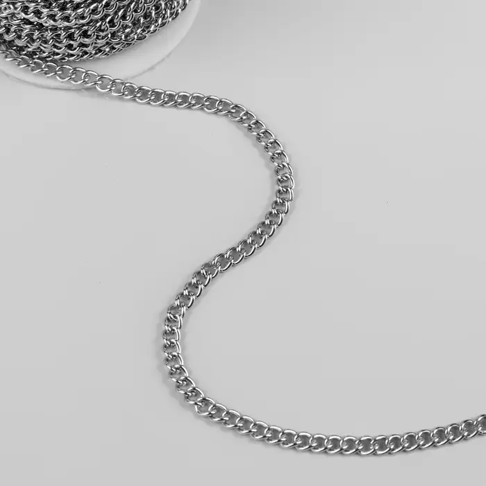 Цепочка для сумки, железная, 4.35&times;5.8 мм, 10&plusmn;0.5 м, цвет серебряный