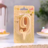 Свеча для торта цифра «Овал» золотая 9, большая, 5.5 см