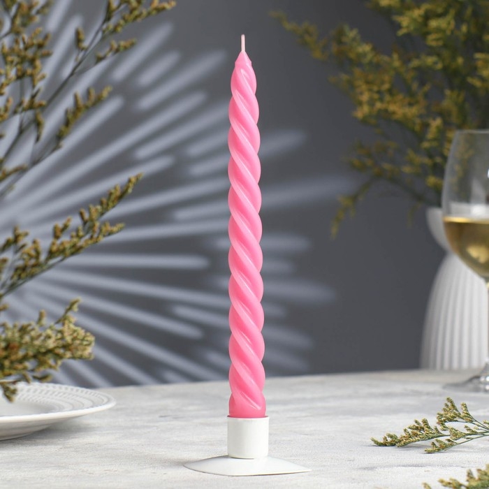 Свеча витая, 2,3х 24,5 см, 5 ч, 50 г, тёмно-розовая Свеча витая, 2,3х 24,5 см, 5 ч, 50 г, тёмно-розовая