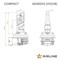 Лампа светодиод. H11/H8 COMPACT, 23Вт, 5200Лм (2600Лм x 2), 6500К, 12В, кмпл. 2 шт.