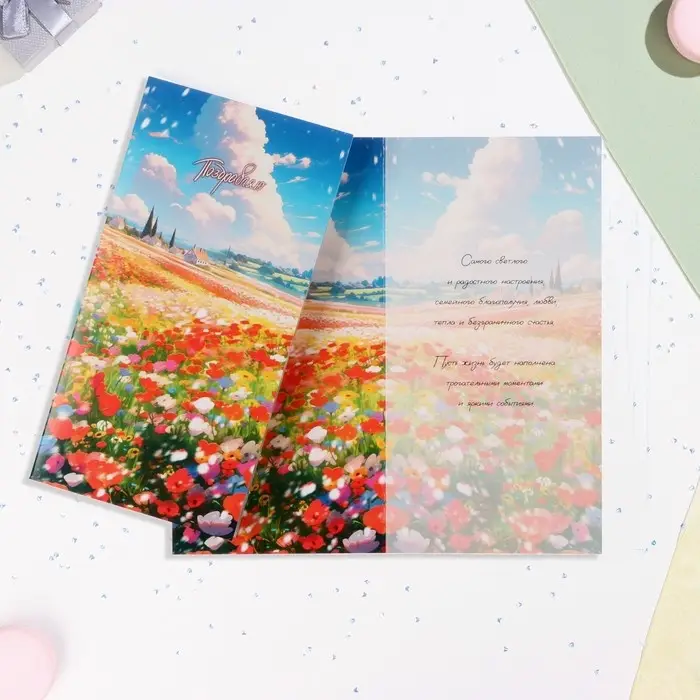 Открытка-евро «Поздравляю!», 21×10 см Открытка-евро «Поздравляю!», 21×10 см