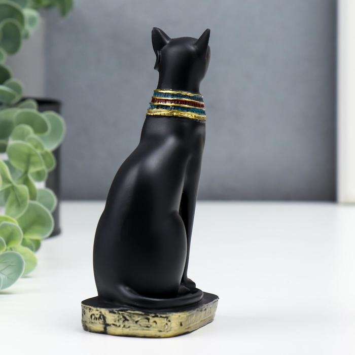 Сувенир полистоун Сувенир полистоун "Чёрный сфинкс с золотыми ушками, с узорами" 13х6,5х5 см