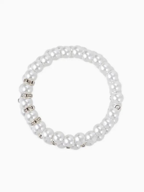 Браслет-пружинка &laquo;Жемчужинка морская&raquo;, 3 ряда, белый в серебре, L=7 см