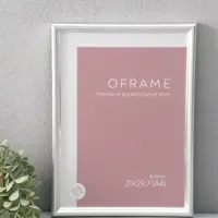 Фоторамка для фото 21х29,7 см (А4) "Oframe", пластик, серебряный, (пластиковый экран)