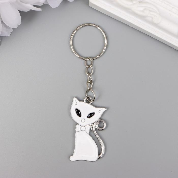 Брелок металл Брелок металл "Кошка", белый