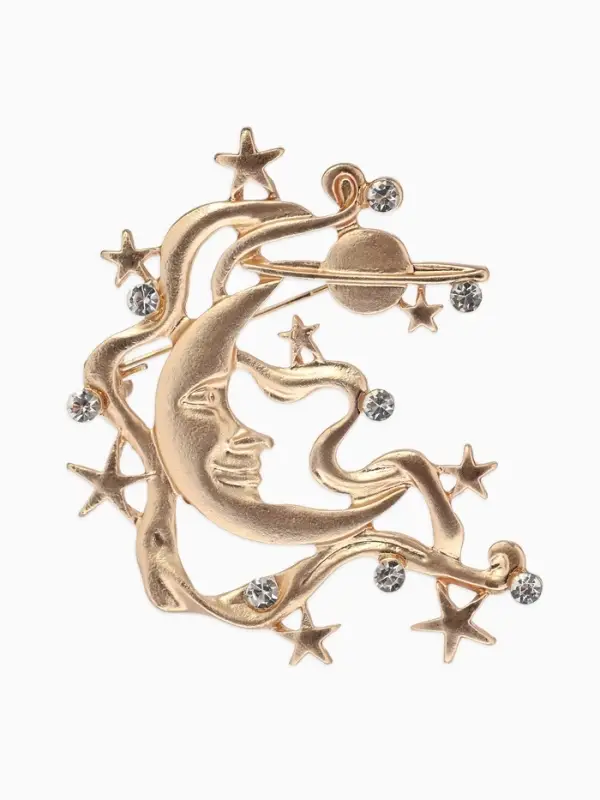 Брошь &laquo;Космос&raquo;, белая в матовом золоте
