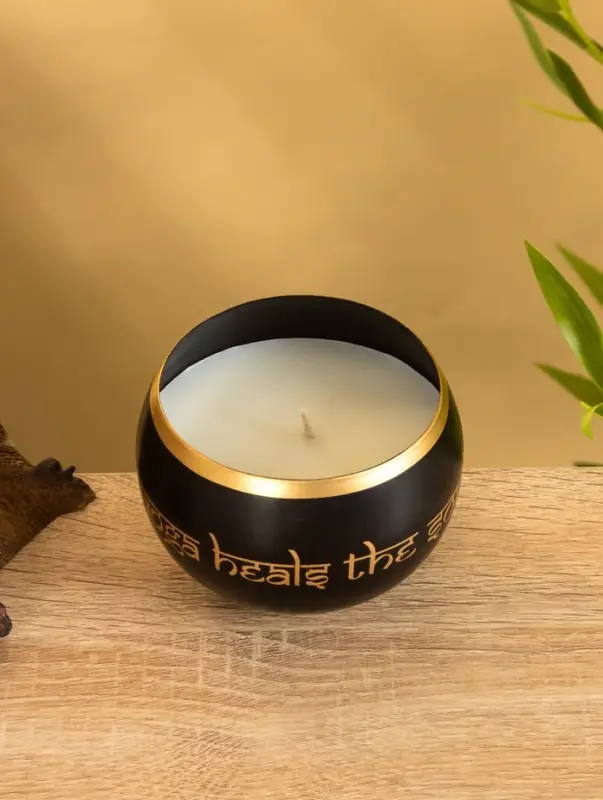 Свеча в чаше Yoga heal the soul чёрная, соевый воск 200 гр 8,5х7 см Свеча в чаше Yoga heal the soul чёрная, соевый воск 200 гр 8,5х7 см