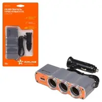 Прикуриватель-разветвитель 3 гнезда + USB (оранжевый)