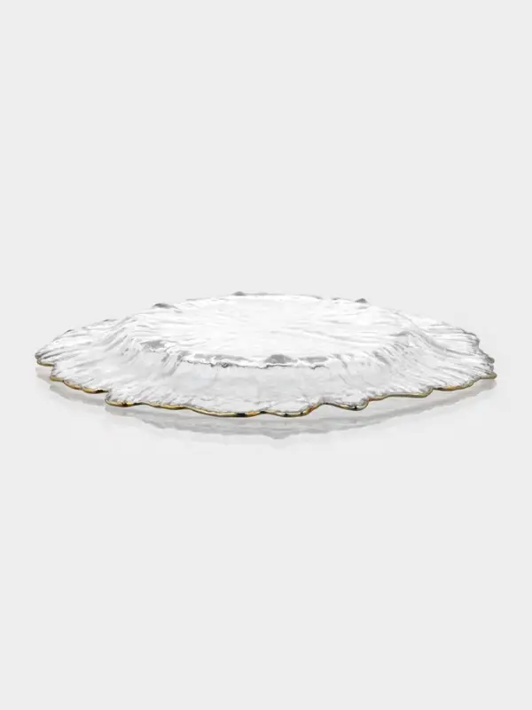 Тарелка десертная "Сияние" 21х2 см, золотой обод, прозрачная