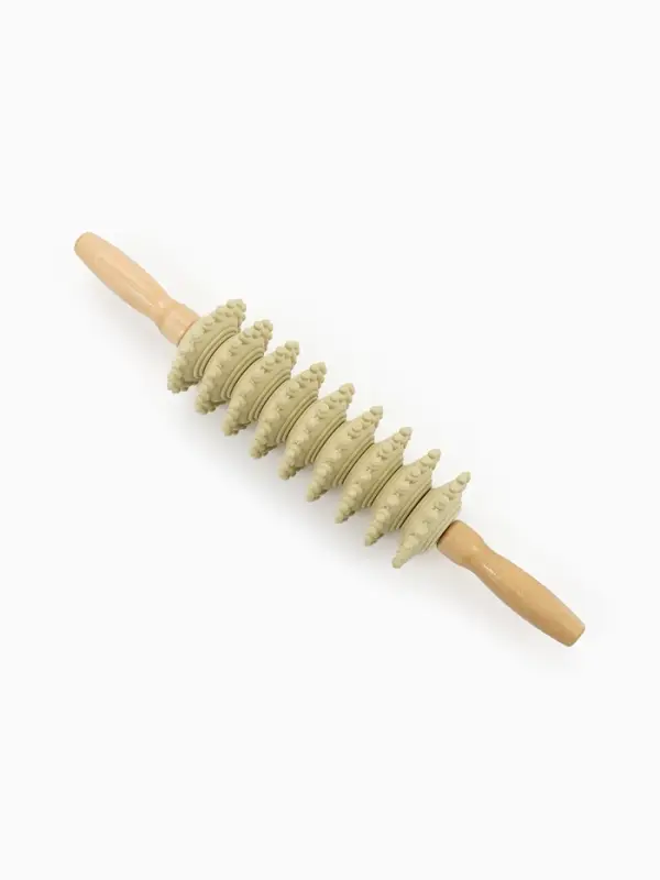 Массажёр &laquo;Скалка&raquo;, универсальный, 38&times;7 см, 9 колёс, деревянный